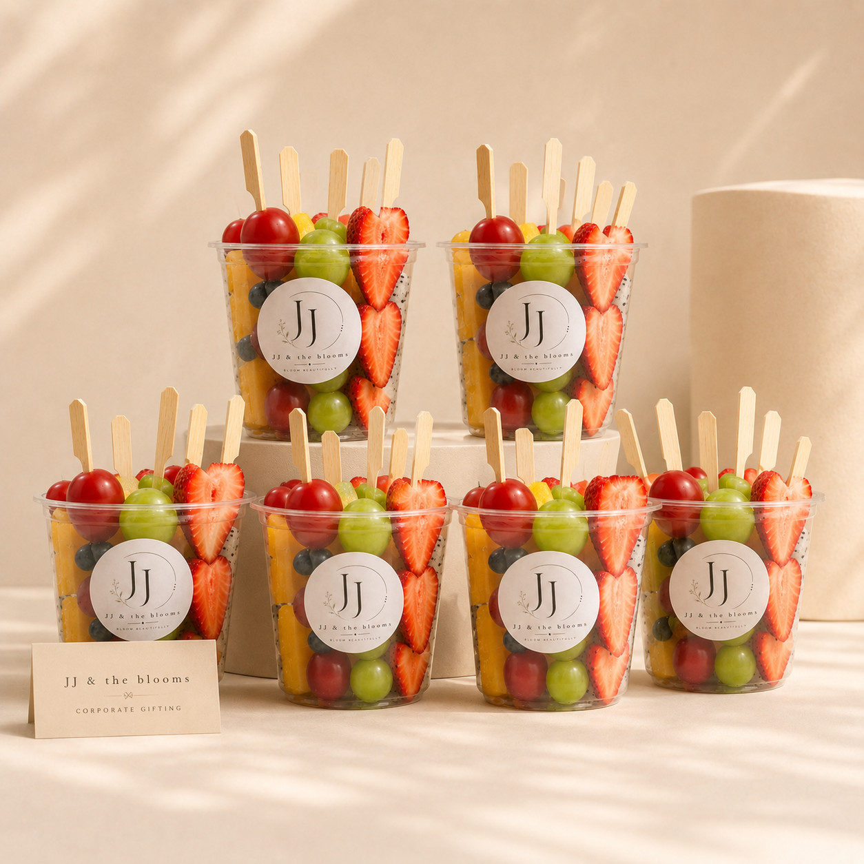 Premium fruit and floral gifts prepared for corporate gifting